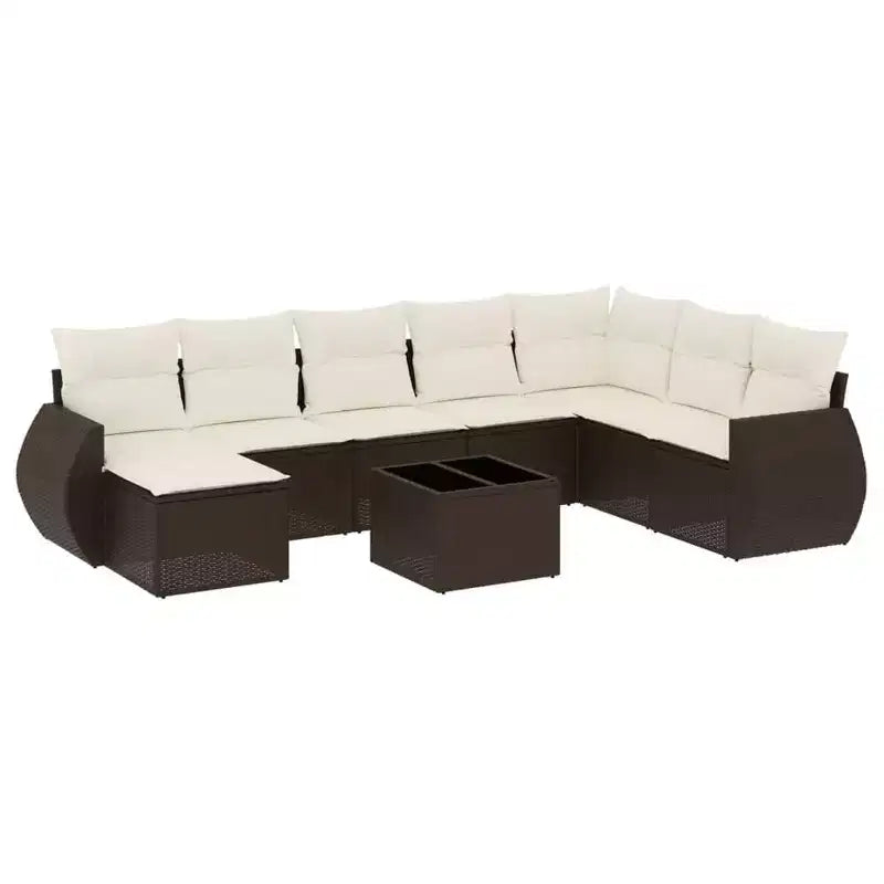 vidaXL 9 Piece Patio Sofa Set with Cushions Gray Poly Rattan