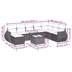 vidaXL 9-teiliges Lounge-Set mit Kissen Grau Polyrattan