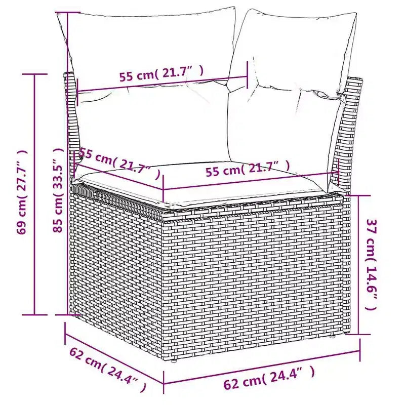 vidaXL 7-teiliges Garten-Sofa-Set mit Kissen Polyrattan