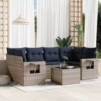 vidaXL 7-teiliges Garten-Sofa-Set mit Kissen Polyrattan