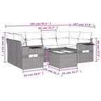 vidaXL 7-teiliges Garten-Sofa-Set mit Kissen Polyrattan