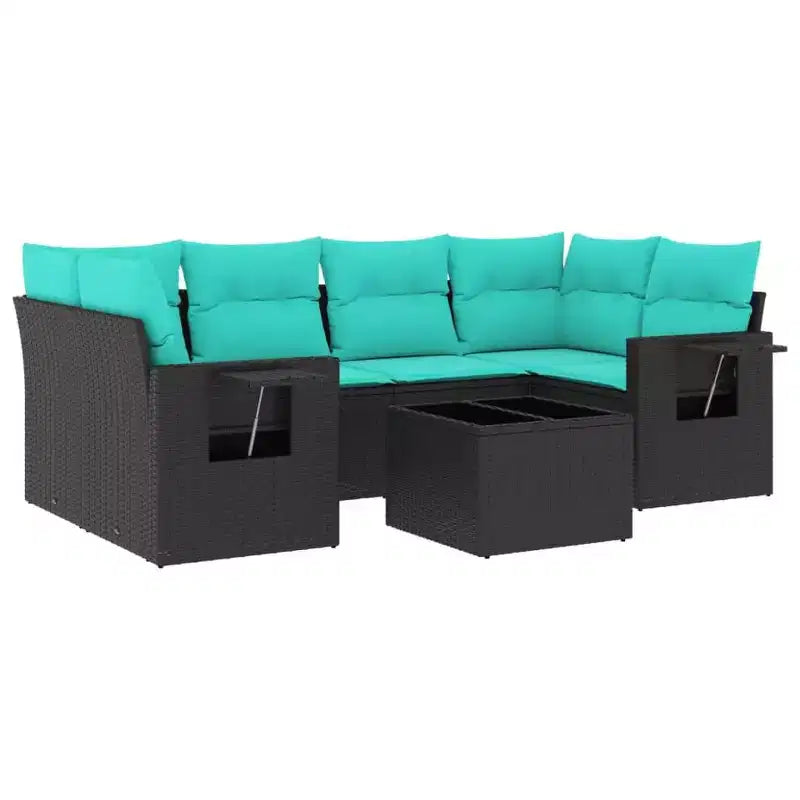 vidaXL 7-teiliges Garten-Sofa-Set mit Kissen Polyrattan