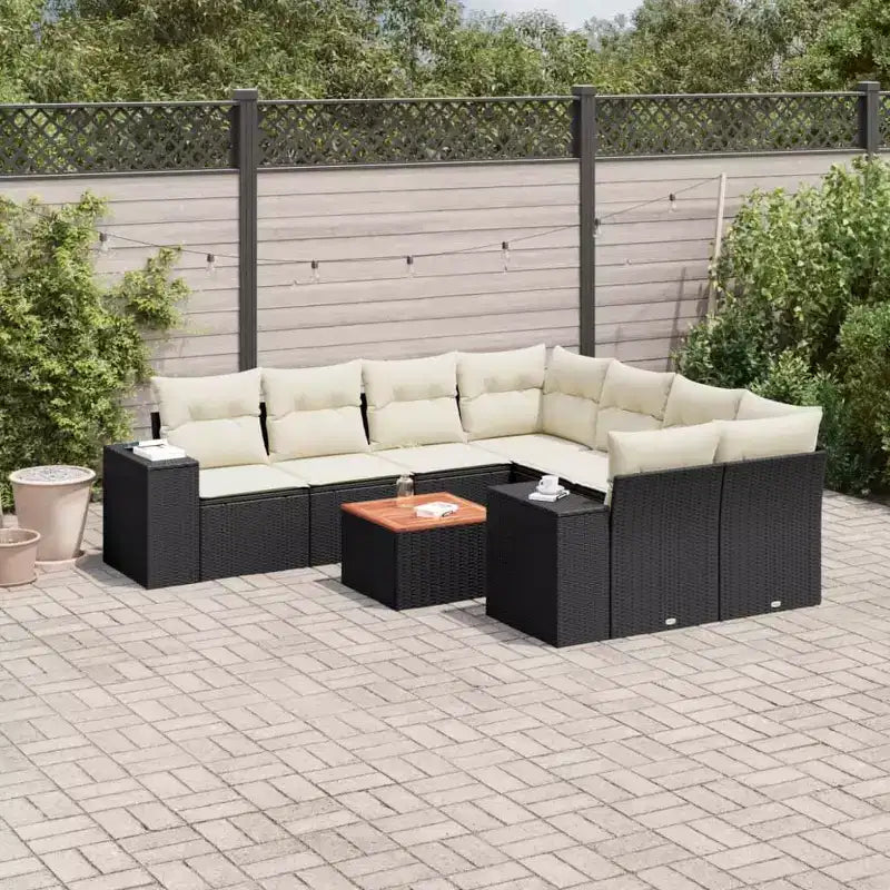 vidaXL Gartensitzgruppe mit Kissen Outdoor-Möbel 9-teilig Polyrattan
