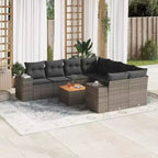 vidaXL Gartensitzgruppe mit Kissen Outdoor-Möbel 9-teilig Polyrattan