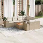 vidaXL Gartensitzgruppe mit Kissen Outdoor-Möbel 9-teilig Polyrattan