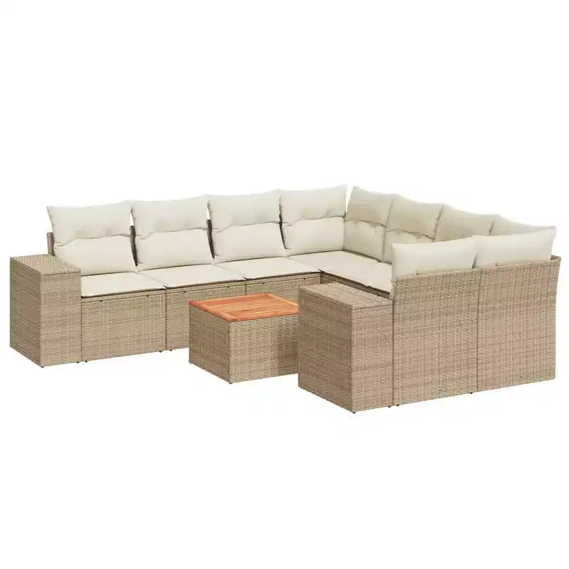vidaXL Patio Sofa Set with Cushions Outdoor Furniture 9 Piece Poly Rattan