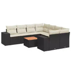 vidaXL Gartensitzgruppe mit Kissen Outdoor-Möbel 9-teilig Polyrattan