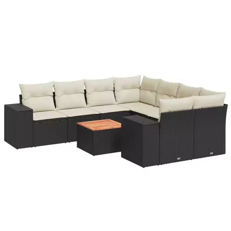 vidaXL Gartensitzgruppe mit Kissen Outdoor-Möbel 9-teilig Polyrattan