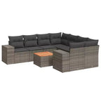 vidaXL Gartensitzgruppe mit Kissen Outdoor-Möbel 9-teilig Polyrattan