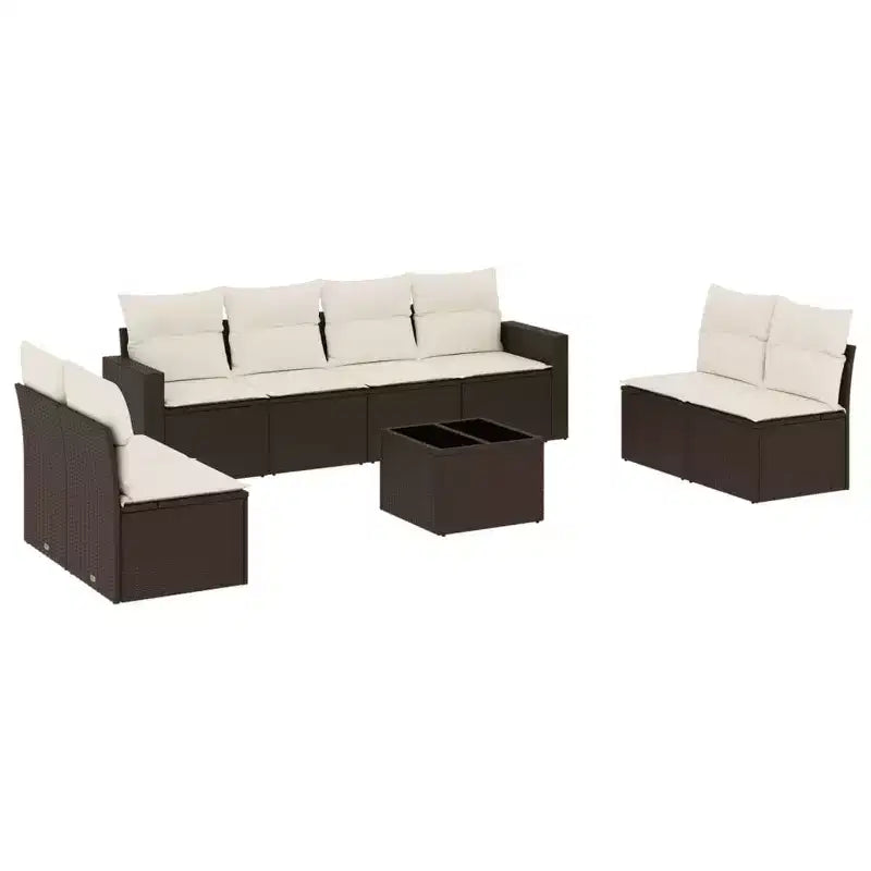 vidaXL 9 Piece Patio Sofa Set with Cushions Poly Rattan
