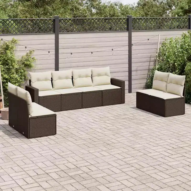vidaXL 9-teiliges Gartensofa-Set mit Kissen Polyrattan