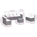 vidaXL 9-teiliges Gartensofa-Set mit Kissen Polyrattan