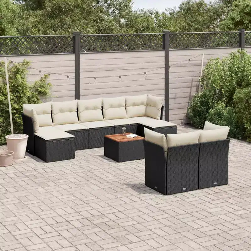 vidaXL Gartensofa-Set mit Kissen Outdoor-Möbel 10-teilig Polyrattan
