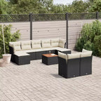 vidaXL Gartensofa-Set mit Kissen Outdoor-Möbel 10-teilig Polyrattan