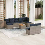 vidaXL Gartensofa-Set mit Kissen Outdoor-Möbel 10-teilig Polyrattan