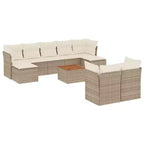 vidaXL Patio Sofa Set with Cushions Outdoor Furniture 10 Piece Poly Rattan