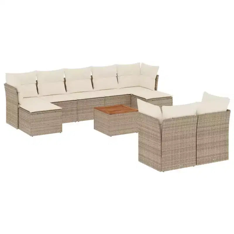 vidaXL Patio Sofa Set with Cushions Outdoor Furniture 10 Piece Poly Rattan