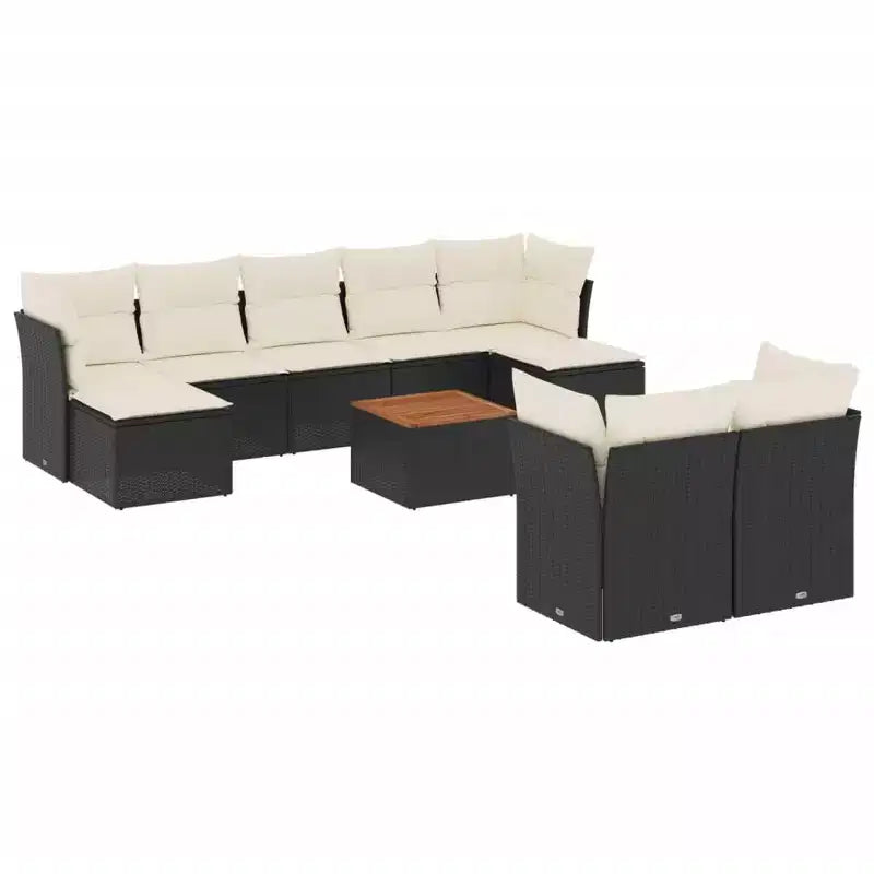 vidaXL Gartensofa-Set mit Kissen Outdoor-Möbel 10-teilig Polyrattan