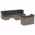 vidaXL Gartensofa-Set mit Kissen Outdoor-Möbel 10-teilig Polyrattan