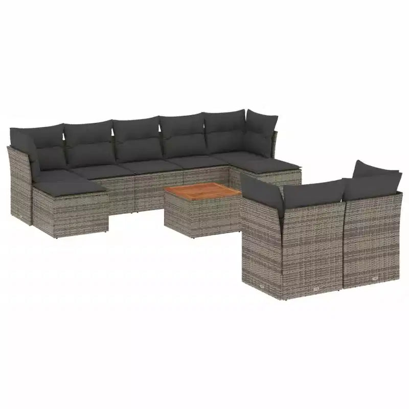 vidaXL Gartensofa-Set mit Kissen Outdoor-Möbel 10-teilig Polyrattan