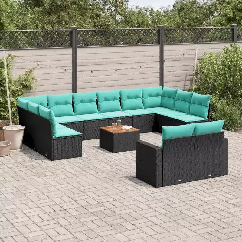 vidaXL 13-teilige Loungesitzgruppe mit Kissen Grau Polyrattan