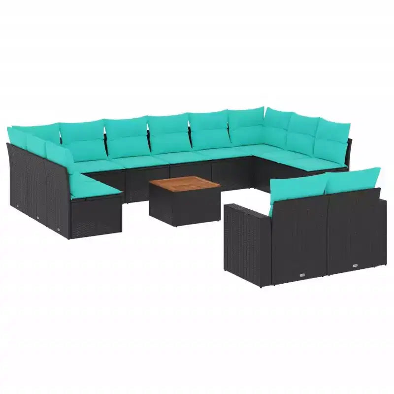 vidaXL 13-teilige Loungesitzgruppe mit Kissen Grau Polyrattan