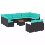 vidaXL 13-teilige Loungesitzgruppe mit Kissen Grau Polyrattan