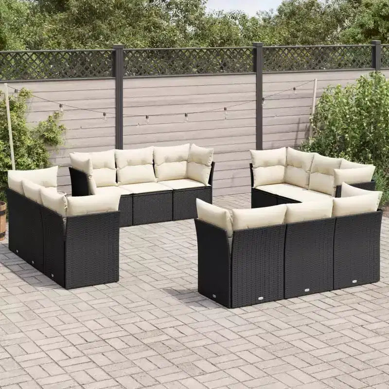 vidaXL 12-teiliges Terrassen-Sofa-Set mit Kissen Polyrattan