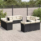 vidaXL 12-teiliges Terrassen-Sofa-Set mit Kissen Polyrattan