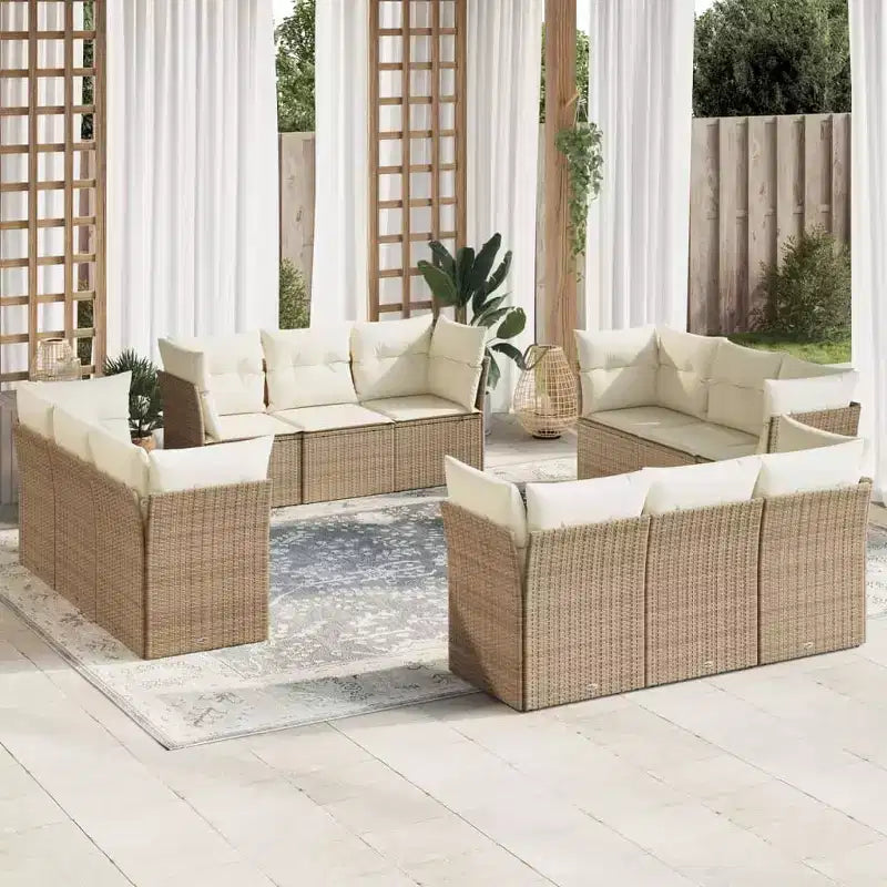 vidaXL 12-teiliges Terrassen-Sofa-Set mit Kissen Polyrattan