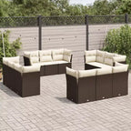 vidaXL 12-teiliges Terrassen-Sofa-Set mit Kissen Polyrattan