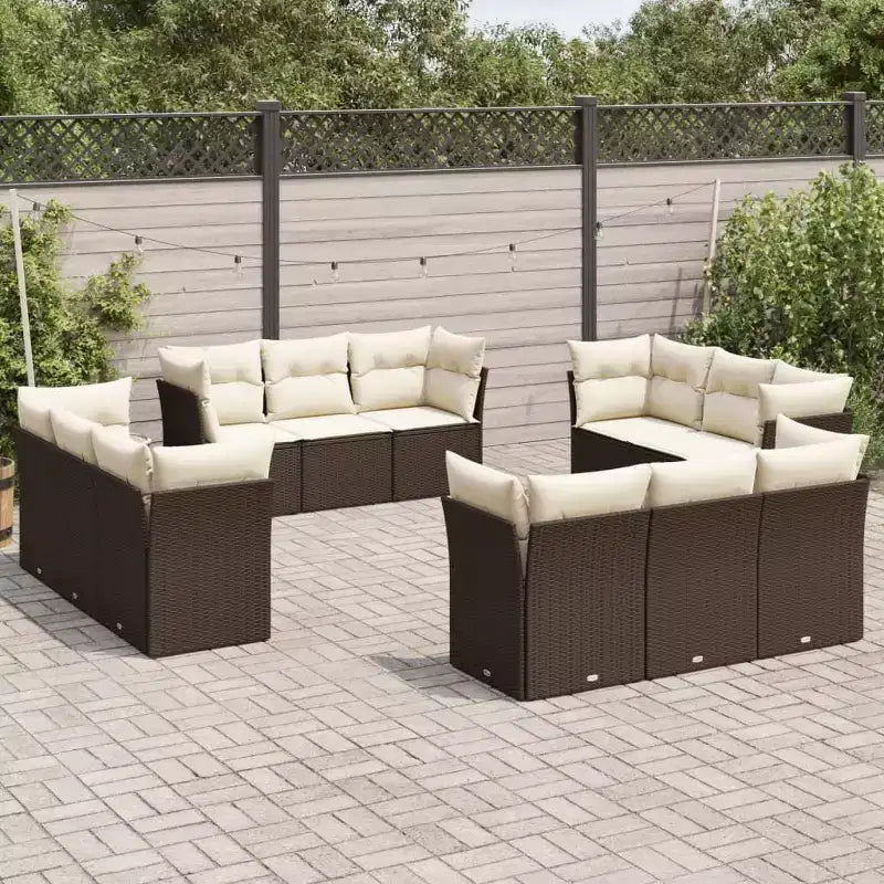 vidaXL 12-teiliges Terrassen-Sofa-Set mit Kissen Polyrattan