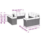 vidaXL 12-teiliges Terrassen-Sofa-Set mit Kissen Polyrattan