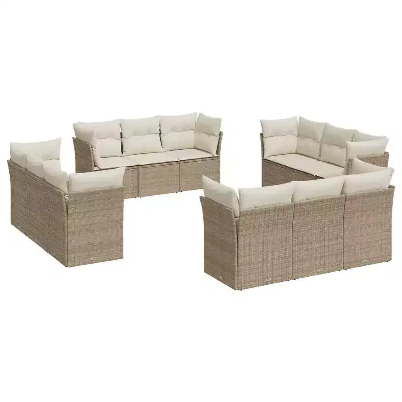 vidaXL 12 Piece Patio Sofa Set with Cushions Poly Rattan