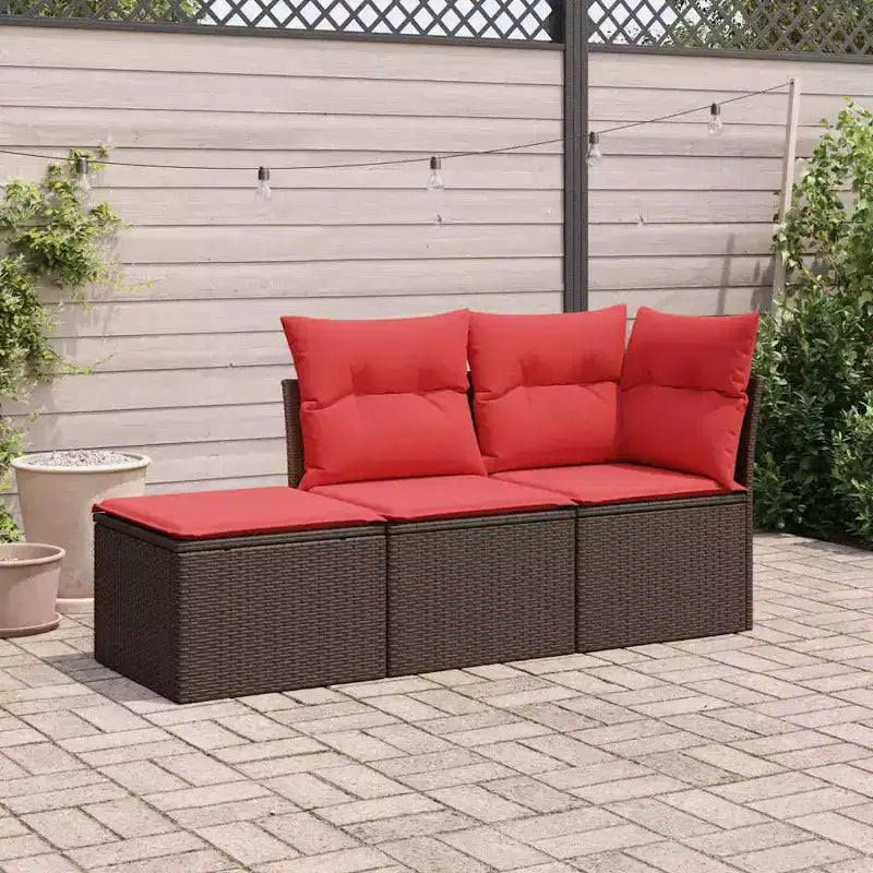 vidaXL 3-teiliges Loungeset mit Kissen Polyrattan