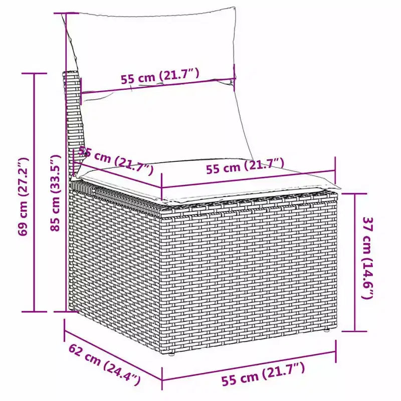vidaXL 3-teiliges Loungeset mit Kissen Polyrattan