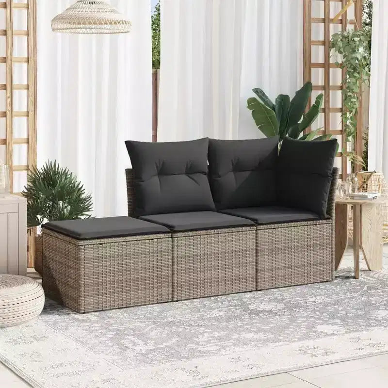 vidaXL 3-teiliges Loungeset mit Kissen Polyrattan