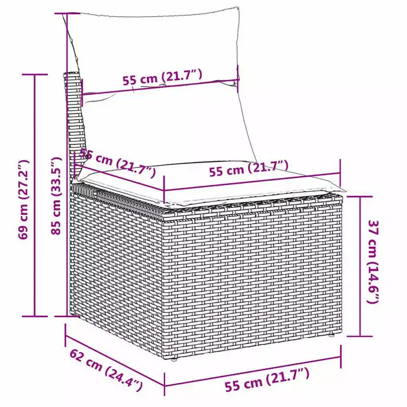 vidaXL 3-teiliges Loungeset mit Kissen Polyrattan