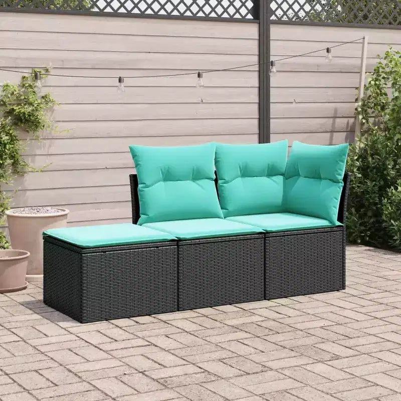 vidaXL 3-teiliges Loungeset mit Kissen Polyrattan
