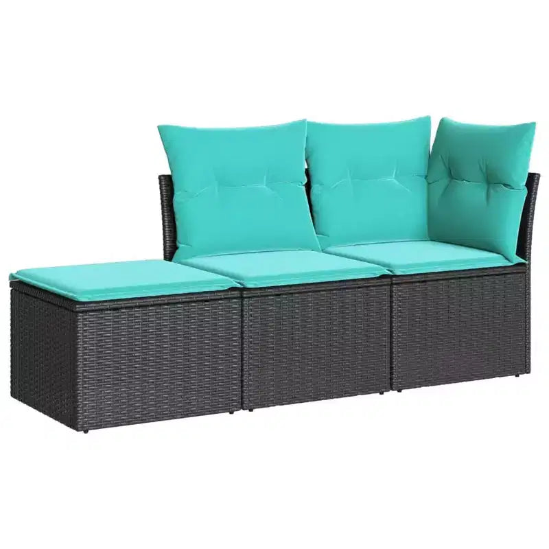 vidaXL 3 Piece Patio Sofa Set with Cushions Poly Rattan