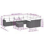 vidaXL 10-teiliges Gartensofa-Set mit Kissen Beige Polyrattan - Beige 5x Mittelteil + Tisch + 2x Eckteil
