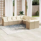 vidaXL 10-teiliges Loungeset mit Kissen Polyrattan