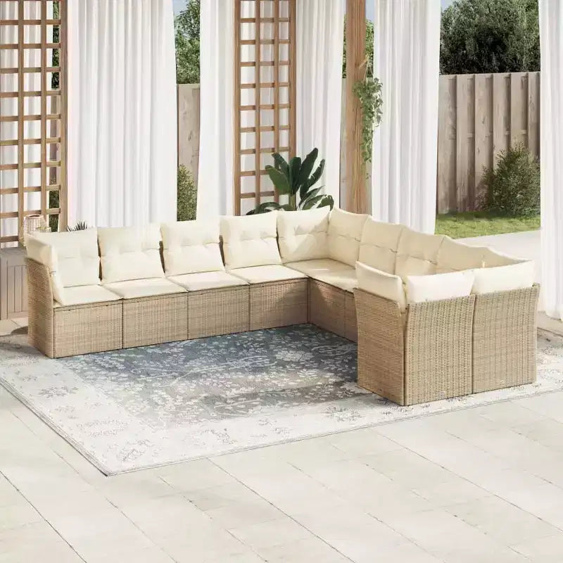 vidaXL 10-teiliges Loungeset mit Kissen Polyrattan