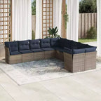 vidaXL 10-teiliges Loungeset mit Kissen Polyrattan