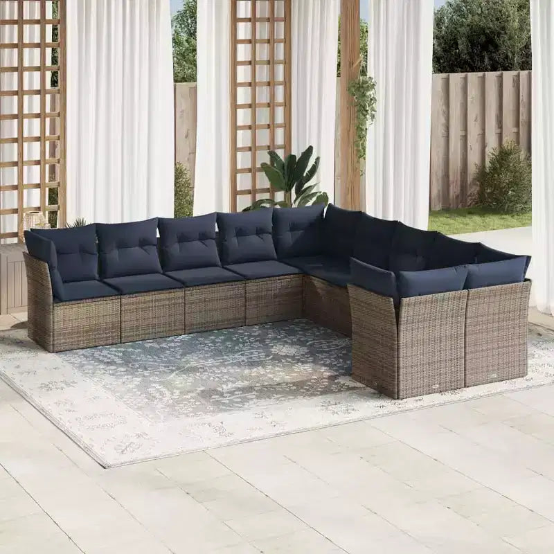 vidaXL 10-teiliges Loungeset mit Kissen Polyrattan