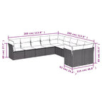 vidaXL 10-teiliges Loungeset mit Kissen Polyrattan