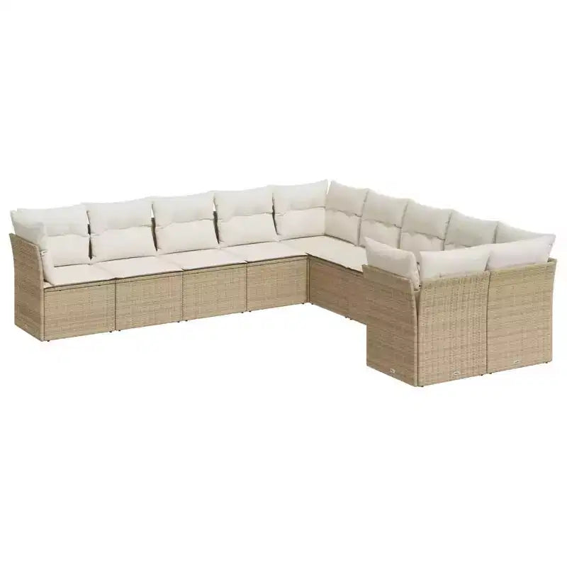 vidaXL 10 Piece Patio Sofa Set with Cushions Poly Rattan
