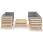 vidaXL Gartenmöbel-Set 6-teilig Outdoor Sectional Sofa Massivholz Kiefer