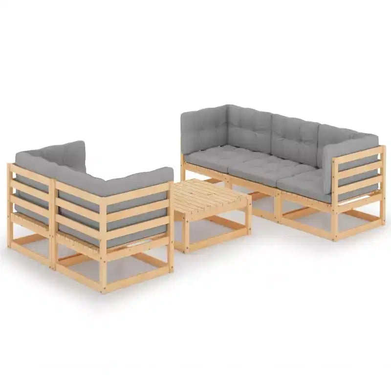 vidaXL Gartenmöbel-Set 6-teilig Outdoor Sectional Sofa Massivholz Kiefer