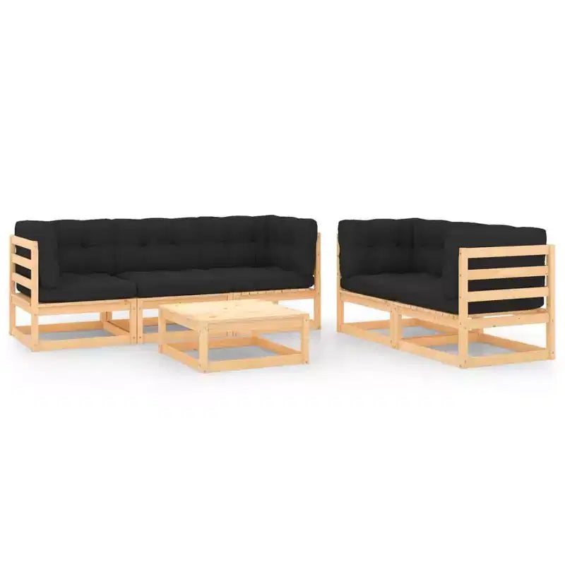 vidaXL Patio Furniture Set 6 Piece Outdoor Sectional Sofa Solid Wood Pine